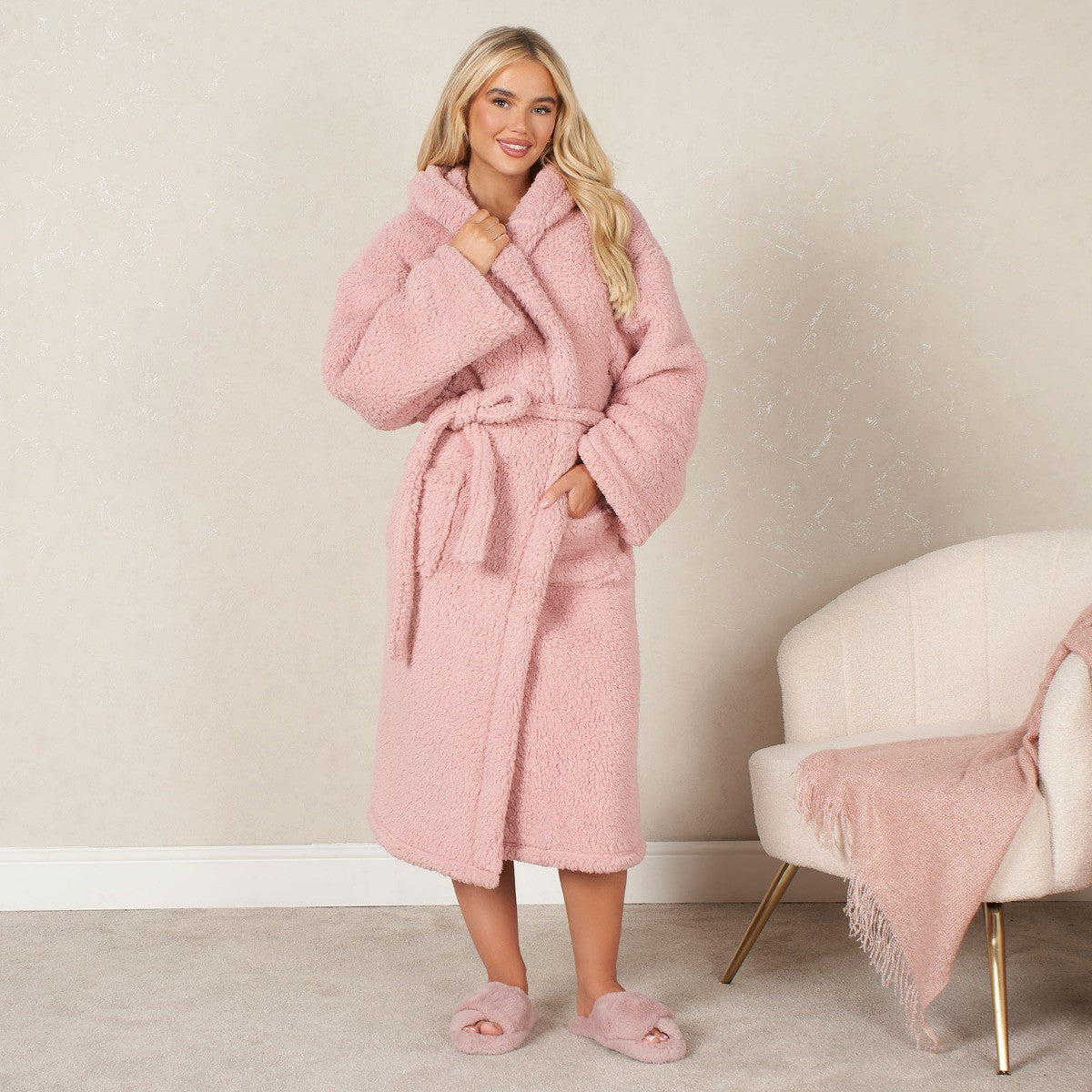 Teddy Dressing Gown - Blush Pink