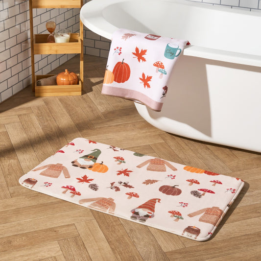 Autumnal Gonk Print Foam Bath Mat