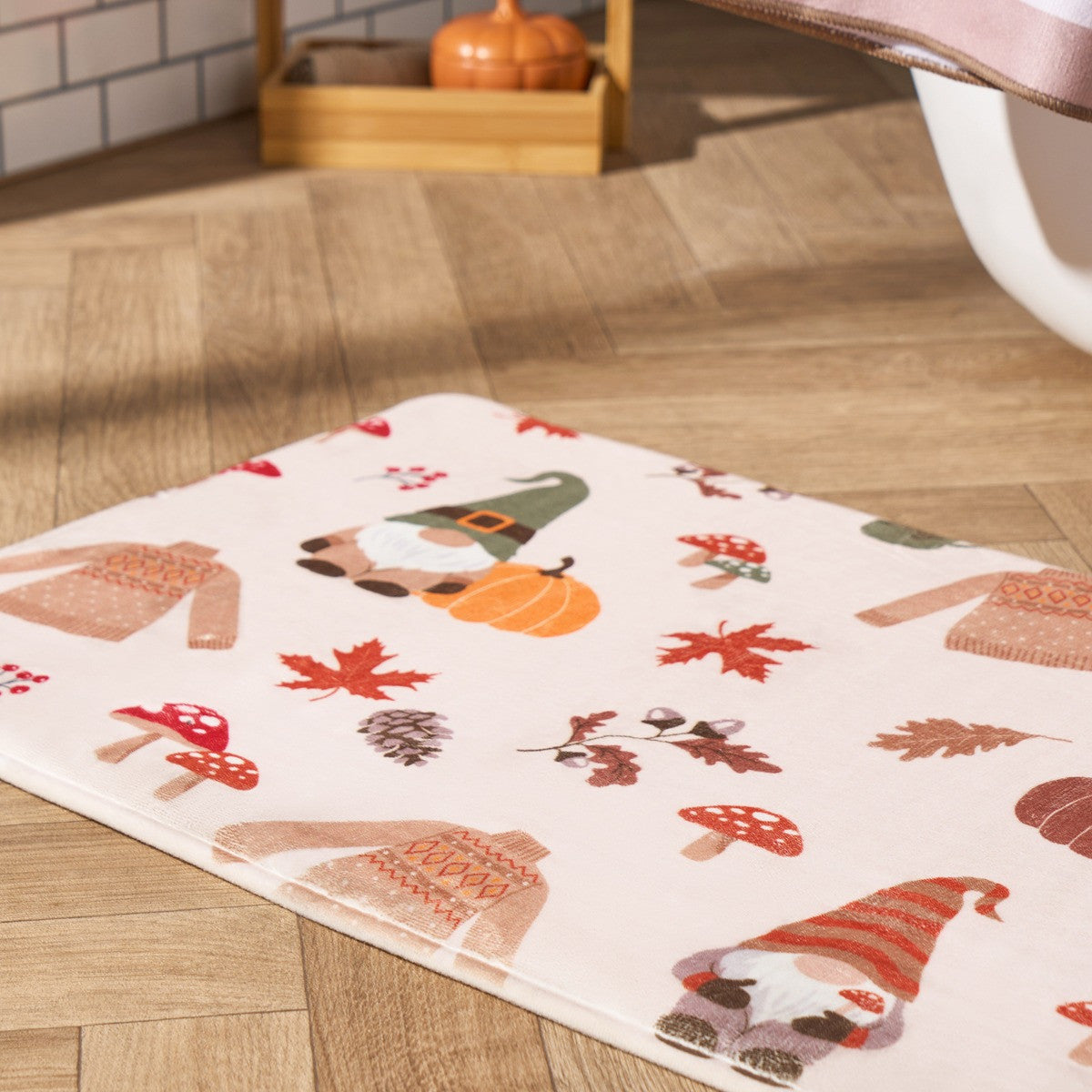 Autumnal Gonk Print Foam Bath Mat