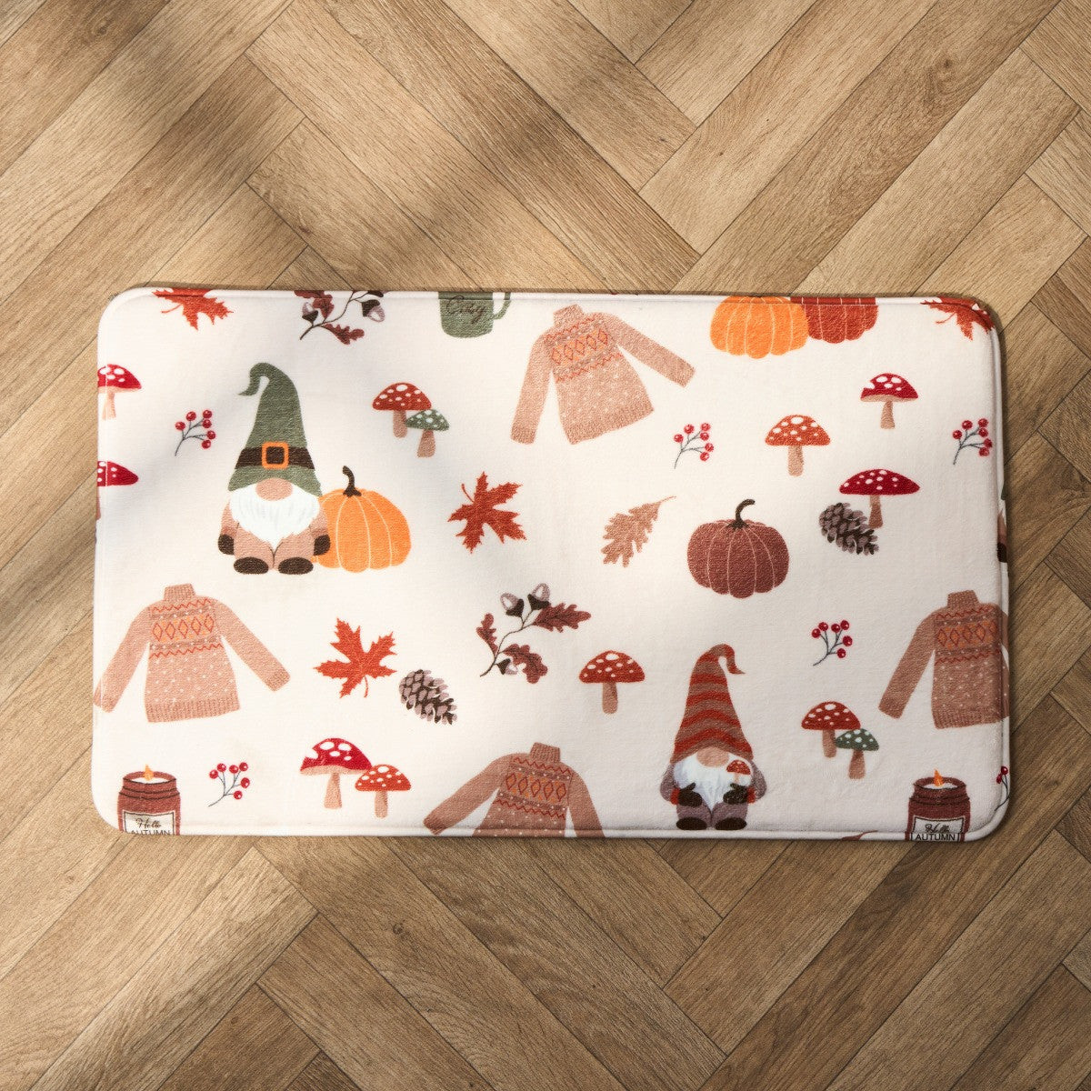 Autumnal Gonk Print Foam Bath Mat