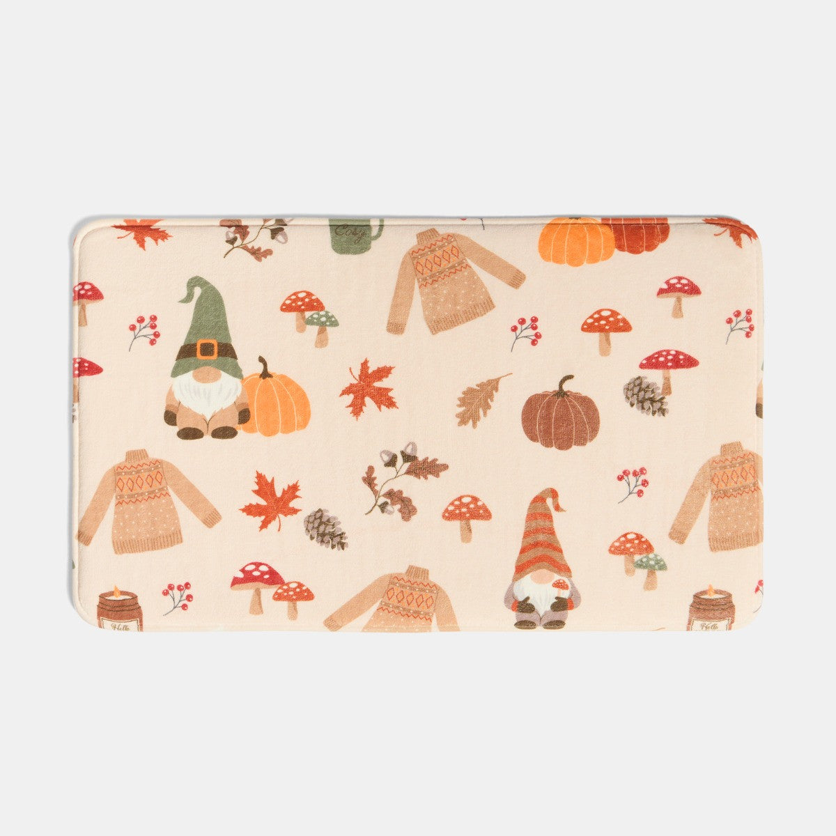 Autumnal Gonk Print Foam Bath Mat