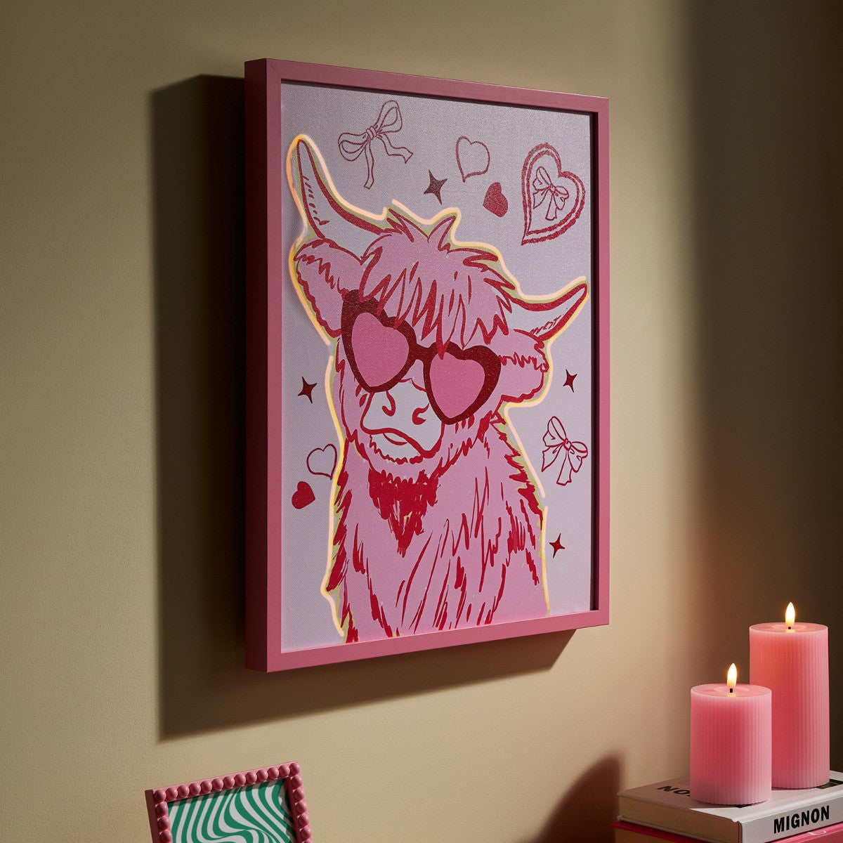 harry the highland cow LED wall art.
