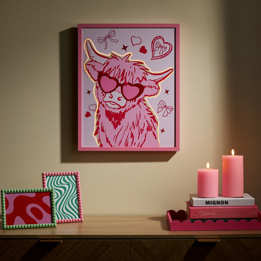 harry the highland cow LED wall art.