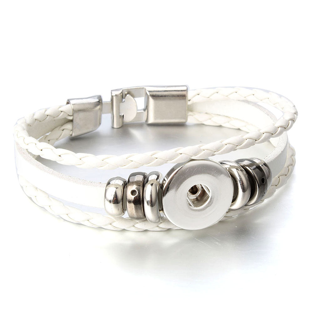 Luna Multi-Strand 18mm Snap Wrap Bracelet – Customizable Braided Leather - Truly Yours