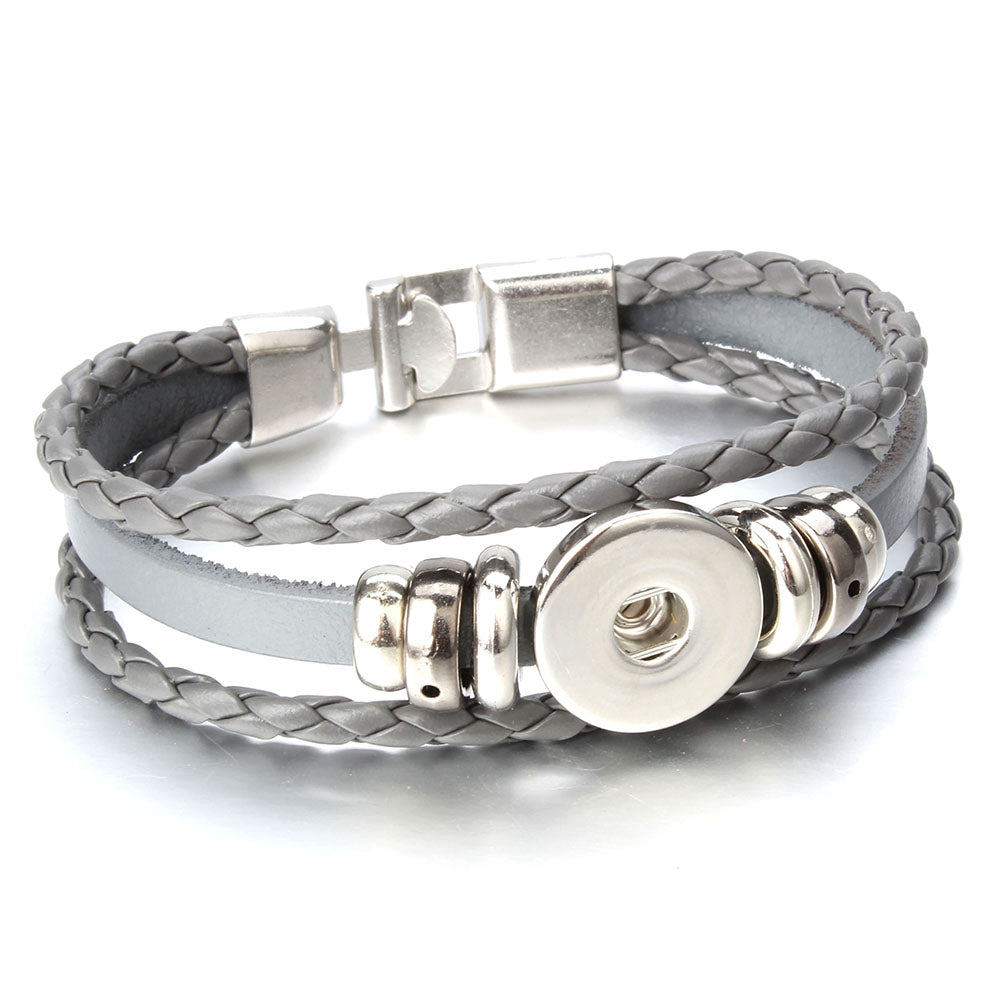 Luna Multi-Strand 18mm Snap Wrap Bracelet – Customizable Braided Leather - Truly Yours