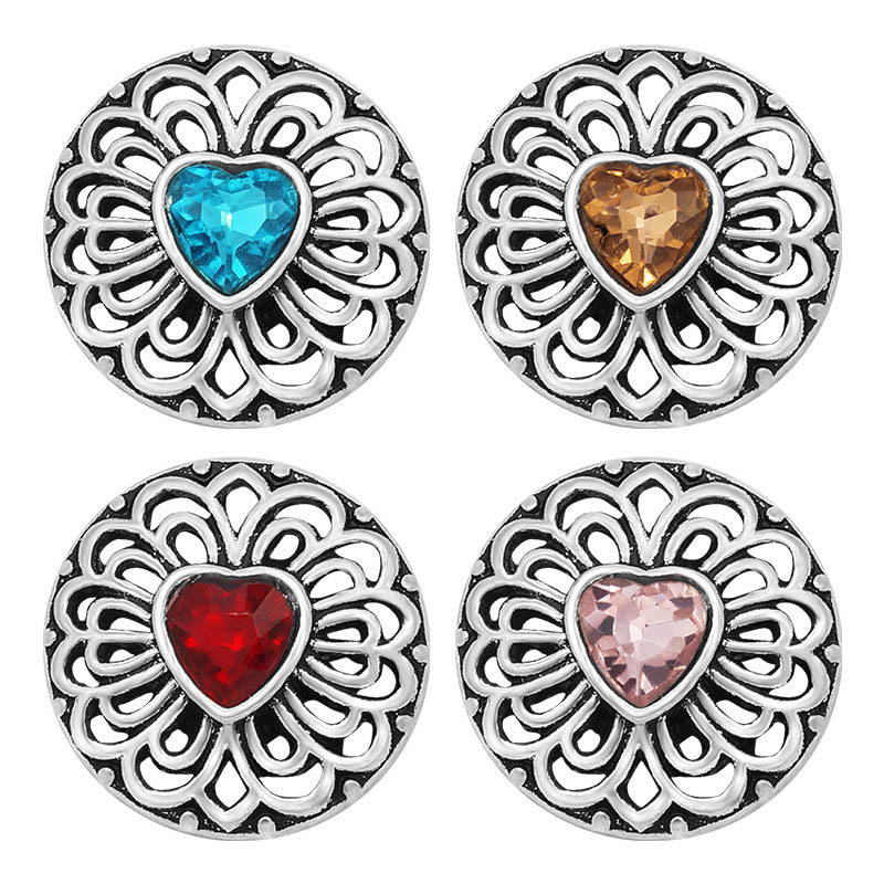 18mm Filigree Heart Snap Button Charms