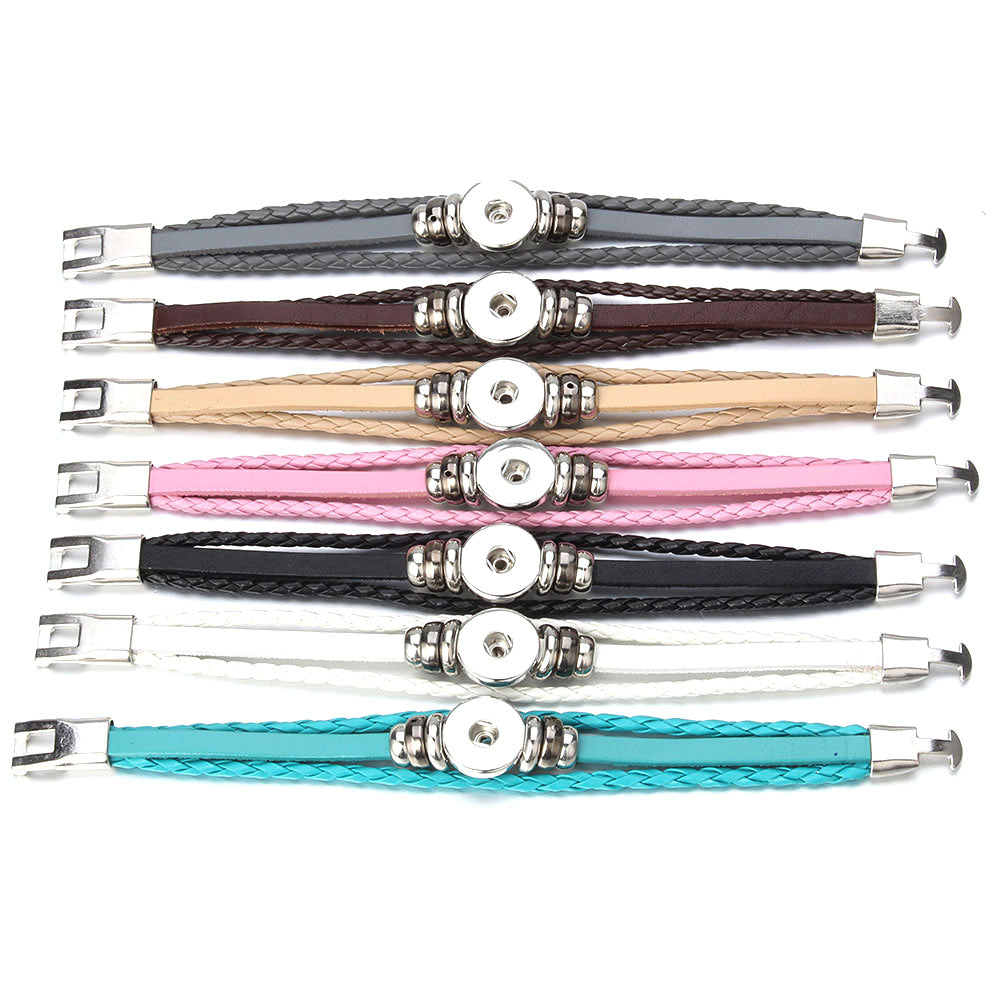 Luna Multi-Strand 18mm Snap Wrap Bracelet – Customizable Braided Leather - Truly Yours