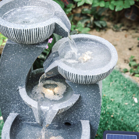 Outdoor 4 Bowls Solar Light Fountain Water Feature - Truly Yours