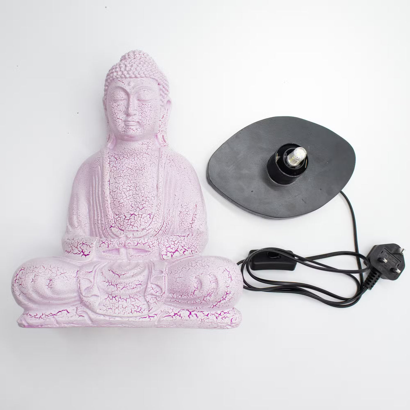 Meditation Buddha Lamp Cherry Crackle - Oval Stand - Truly Yours
