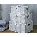 Set of 3 White Wicker Baskets for Storage and Hampers - Truly Yours