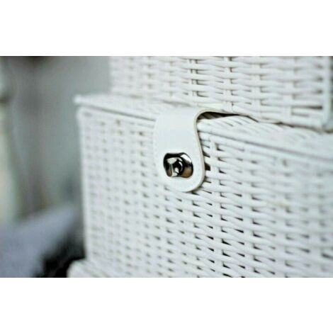 Set of 3 White Wicker Baskets for Storage and Hampers - Truly Yours