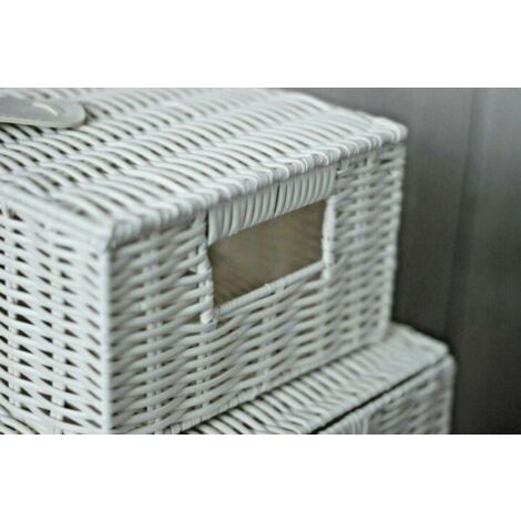 Set of 3 White Wicker Baskets for Storage and Hampers - Truly Yours
