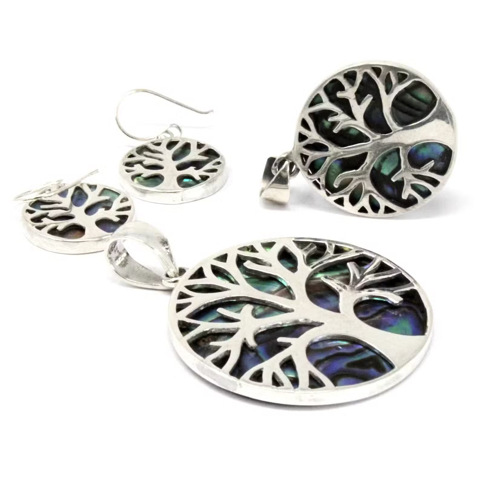 Tree of Life Silver Earrings 15mm - Abalone - Truly Yours