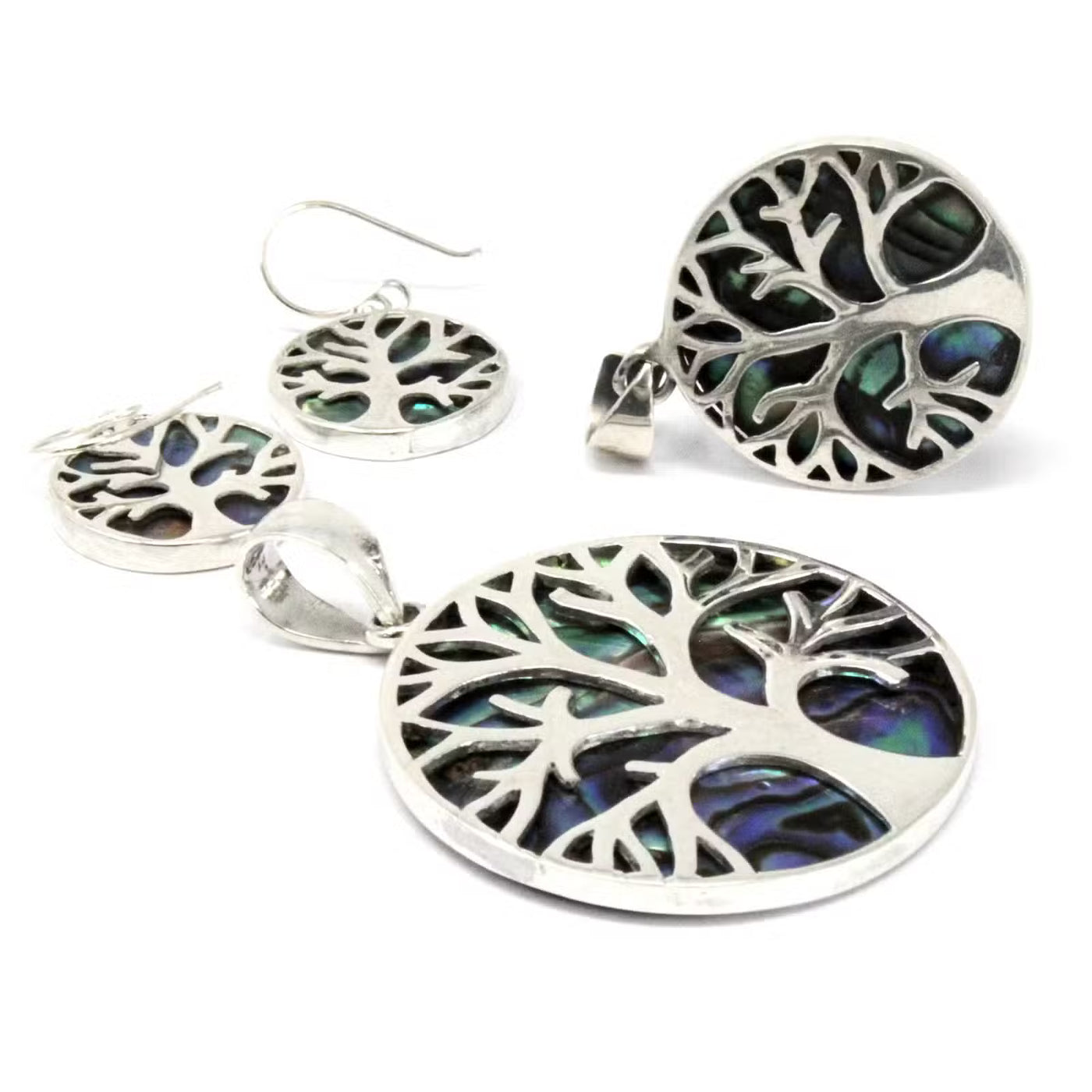 Tree of Life Silver Earrings 15mm - Abalone - Truly Yours