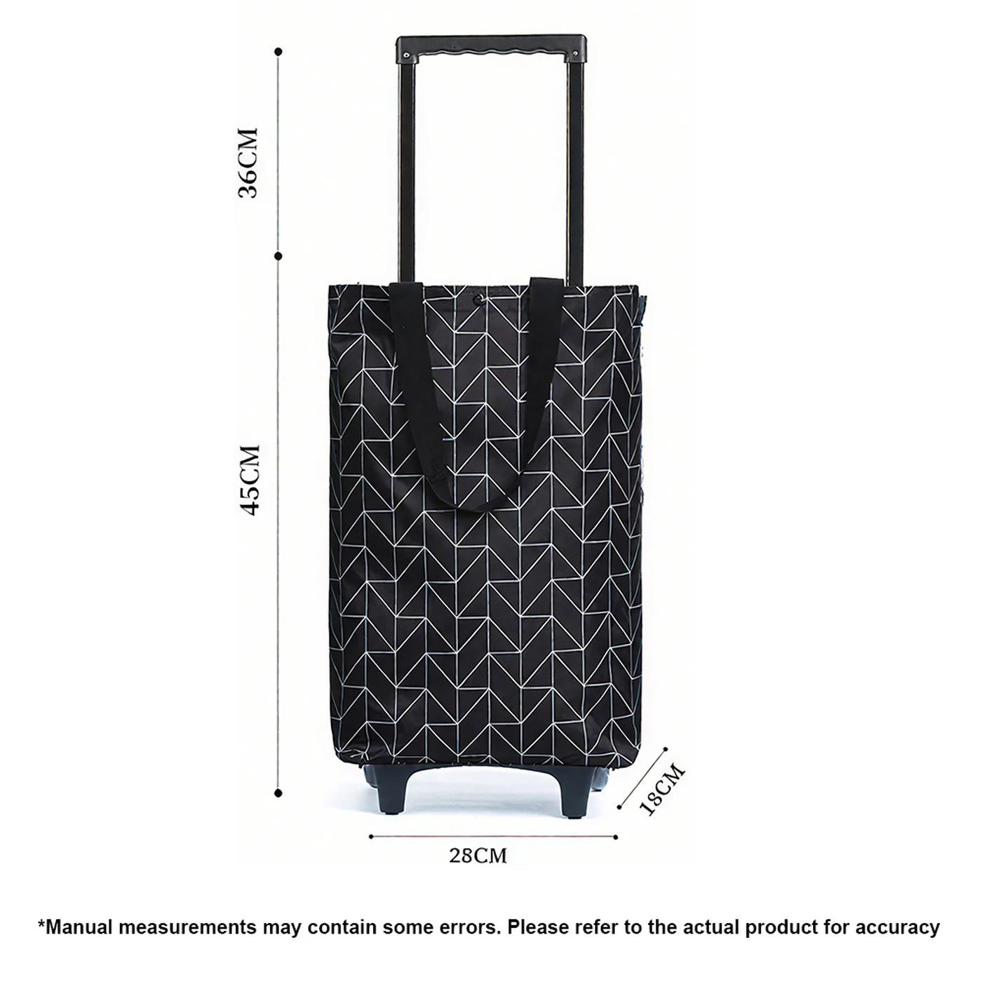 Portable Lightweight Pull Rod Trolley - Foldable - Black