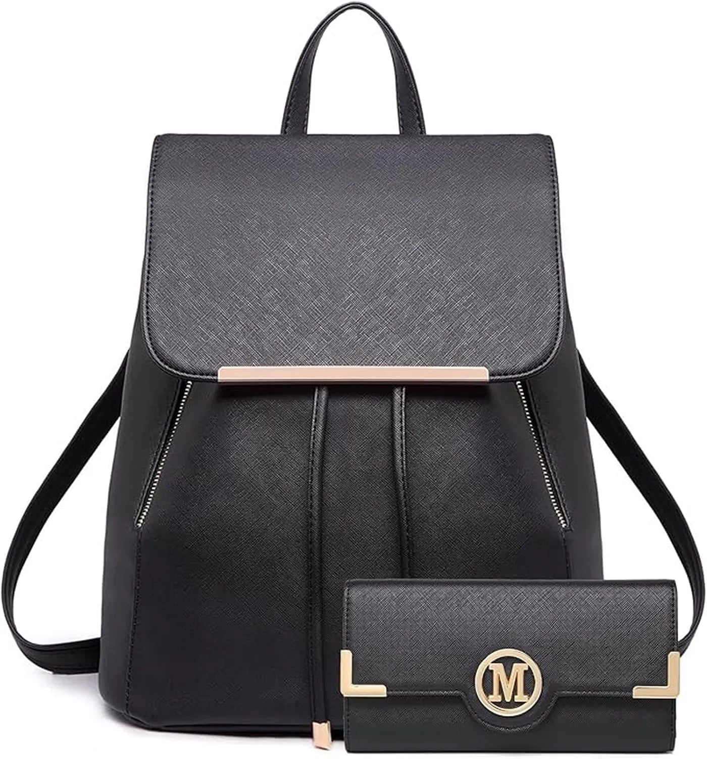 Miss Lulu Women's PU Leather Waterproof Fashion Backpack with Long Purse