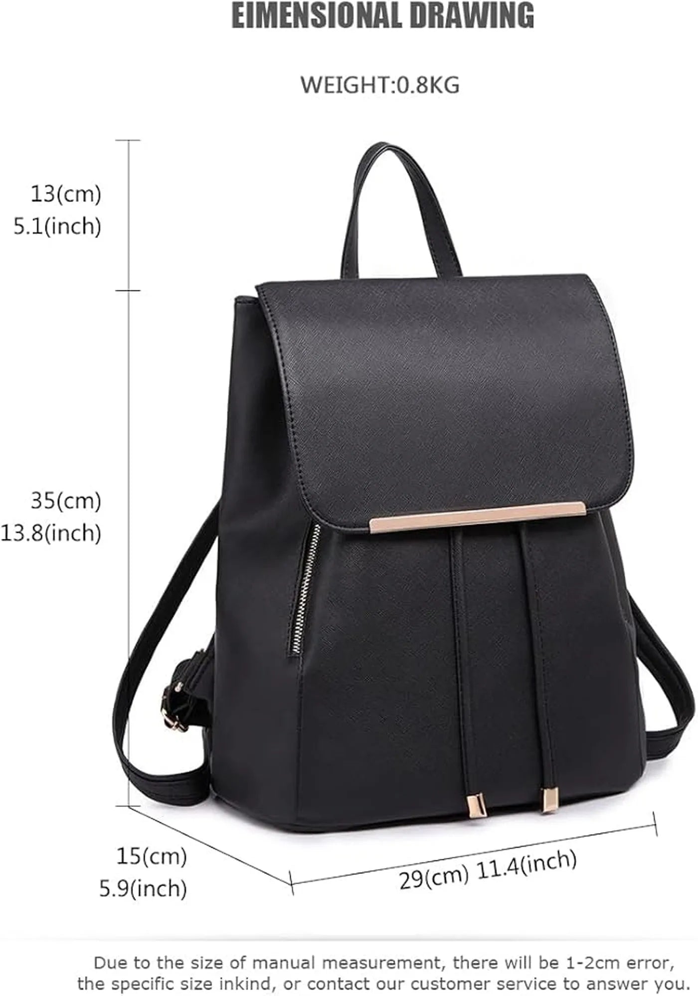 Miss Lulu Women's PU Leather Waterproof Fashion Backpack with Long Purse