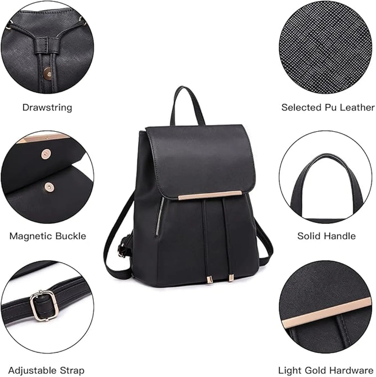 Miss Lulu Women's PU Leather Waterproof Fashion Backpack with Long Purse