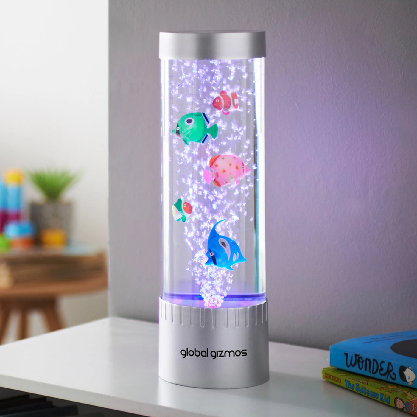 GLOBAL GIZMOS Table Lamp Bubble Fish Multicolour/Silver