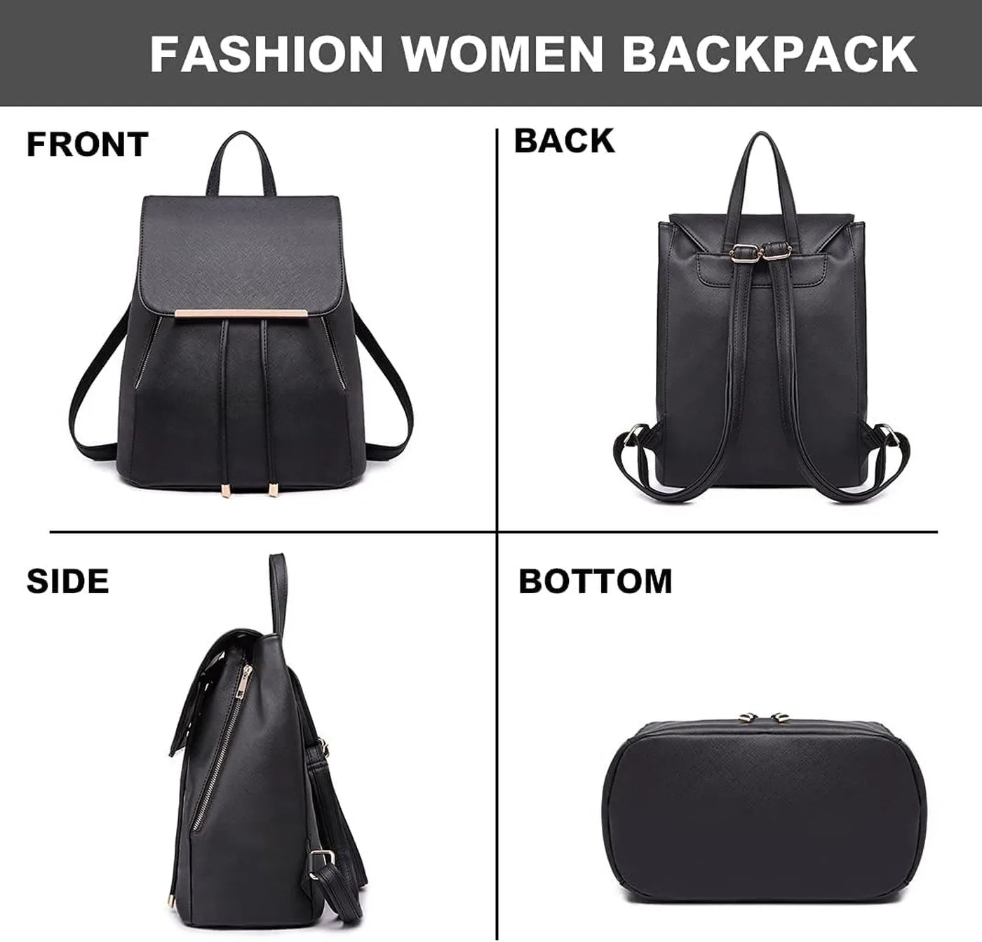 Miss Lulu Women's PU Leather Waterproof Fashion Backpack with Long Purse