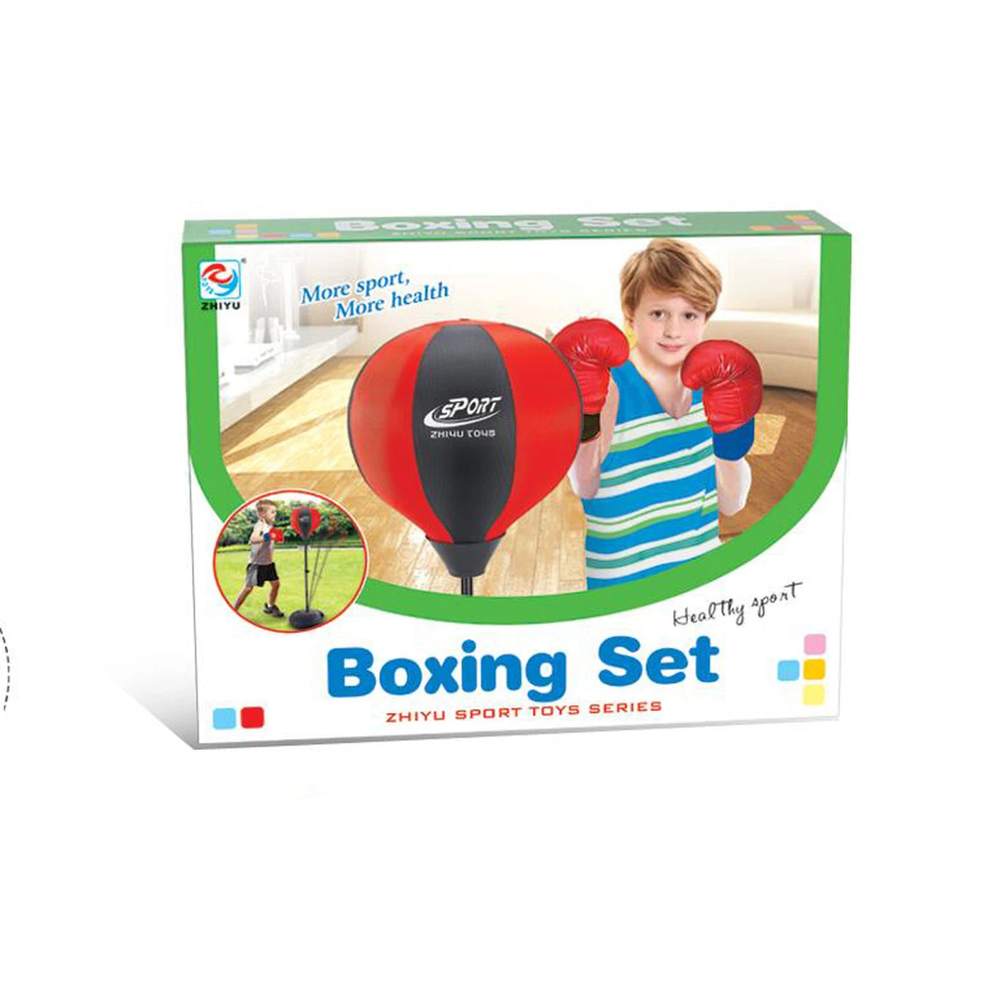 Kids Adjustable Boxing Set with Punching Bag and Gloves, Nylon and Iron Construction for Training