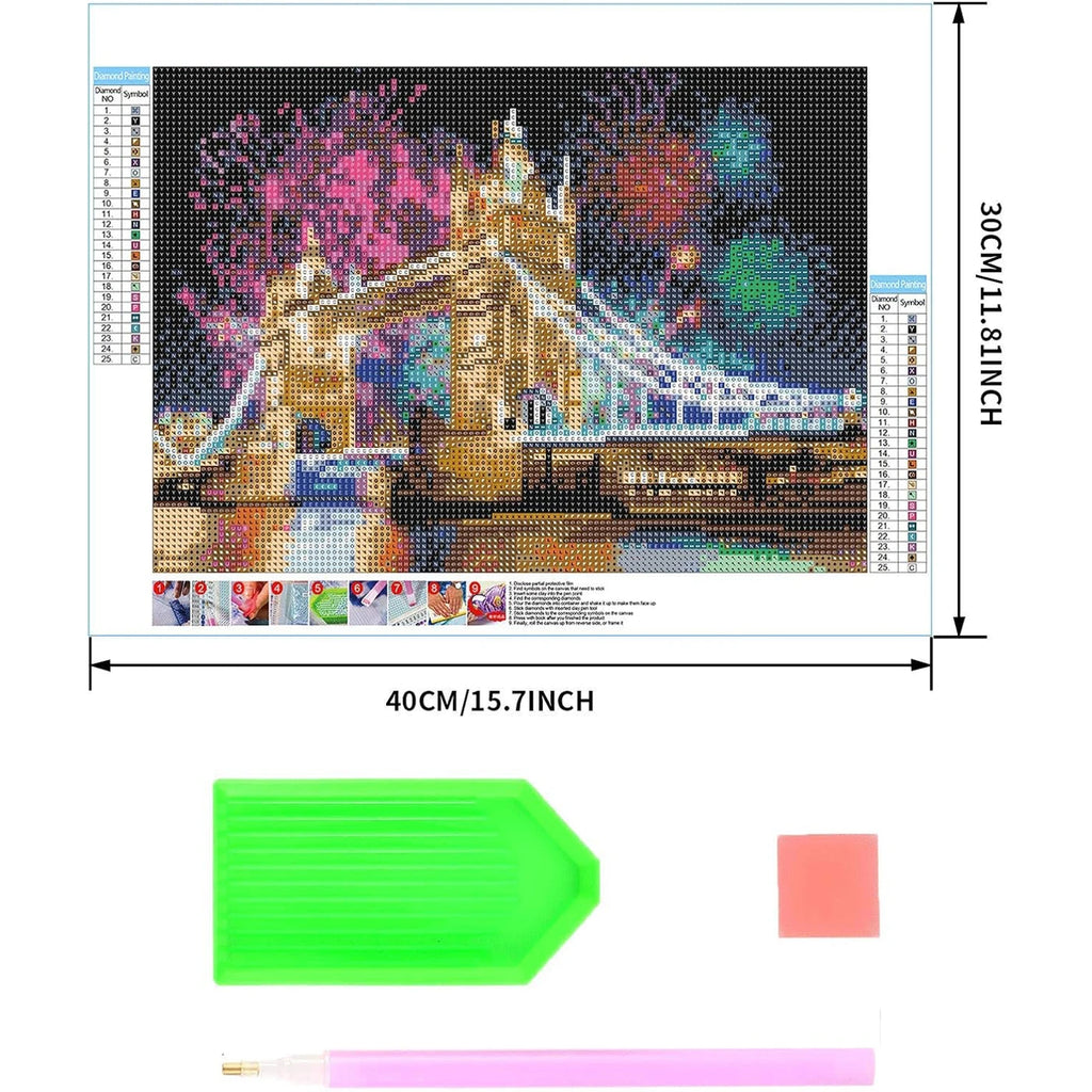 5D Full Drill Diamond Painting Kit – Tower Bridge Fireworks Night Scene