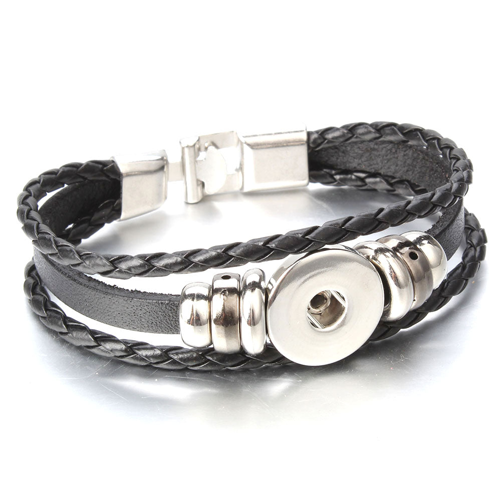 Luna Multi-Strand 18mm Snap Wrap Bracelet – Customizable Braided Leather - Truly Yours