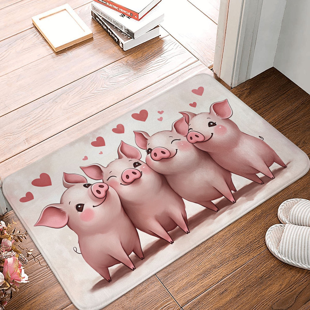 Adorable "Pigs in Love" Non-Slip Indoor Floor Mat Doormat