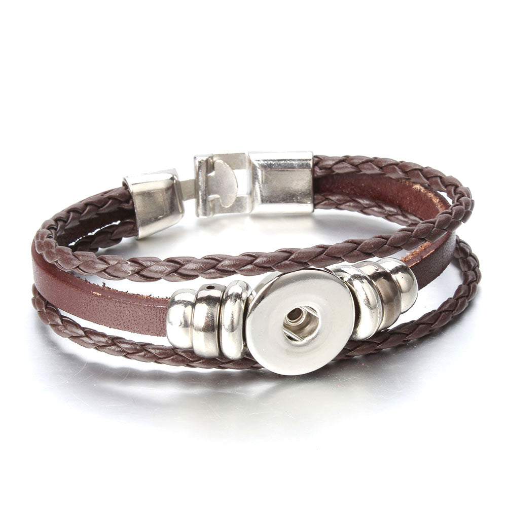 Luna Multi-Strand 18mm Snap Wrap Bracelet – Customizable Braided Leather - Truly Yours