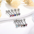 10 Pack 16mm Stainless Steel Tongue Bars with Mixed Colour Crystals - Truly Yours