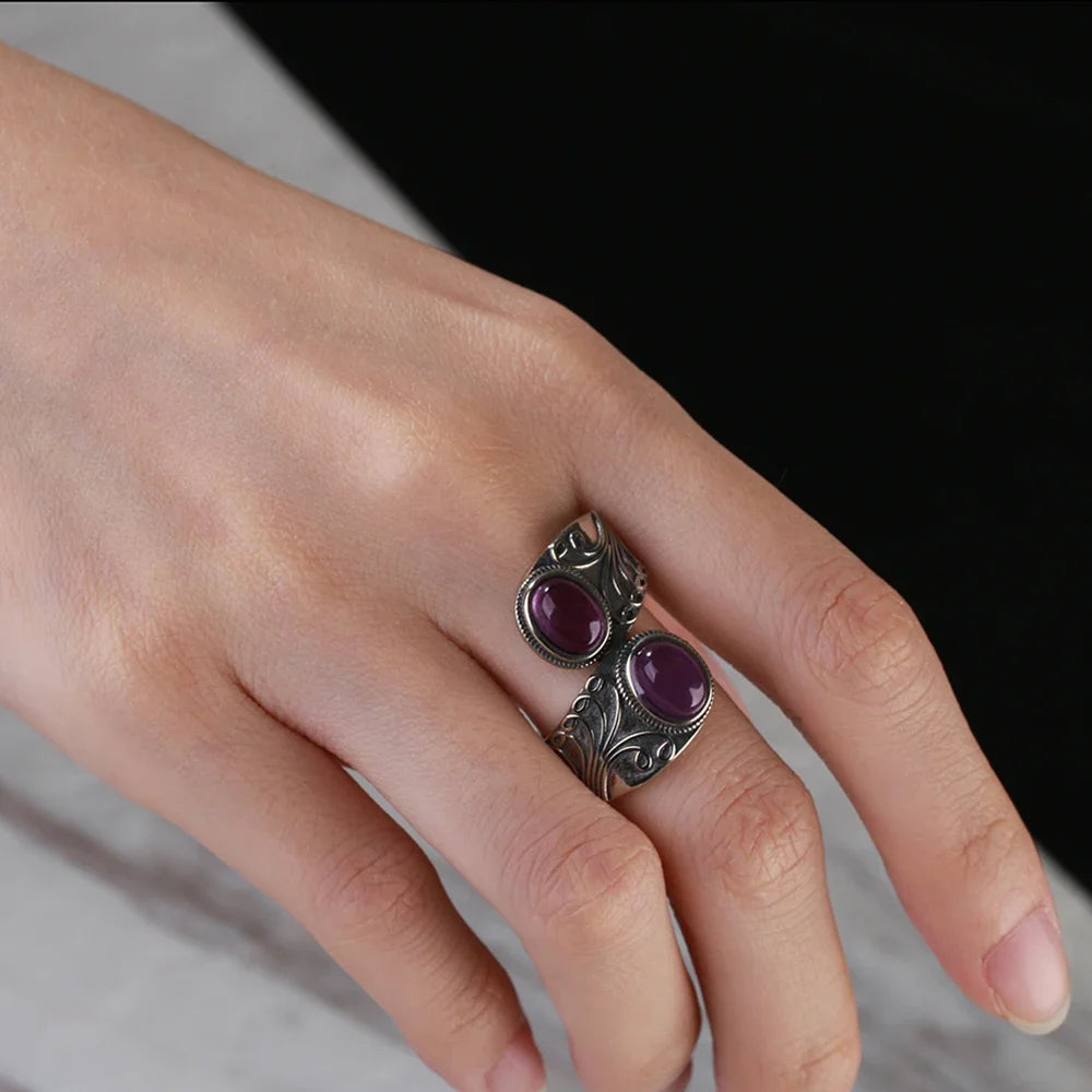 Bohemian Sterling Silver Amethyst Statement Rings - Truly Yours