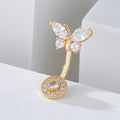 925 Sterling Silver Butterfly & Circle Cubic Zirconia Belly Button Ring - Truly Yours