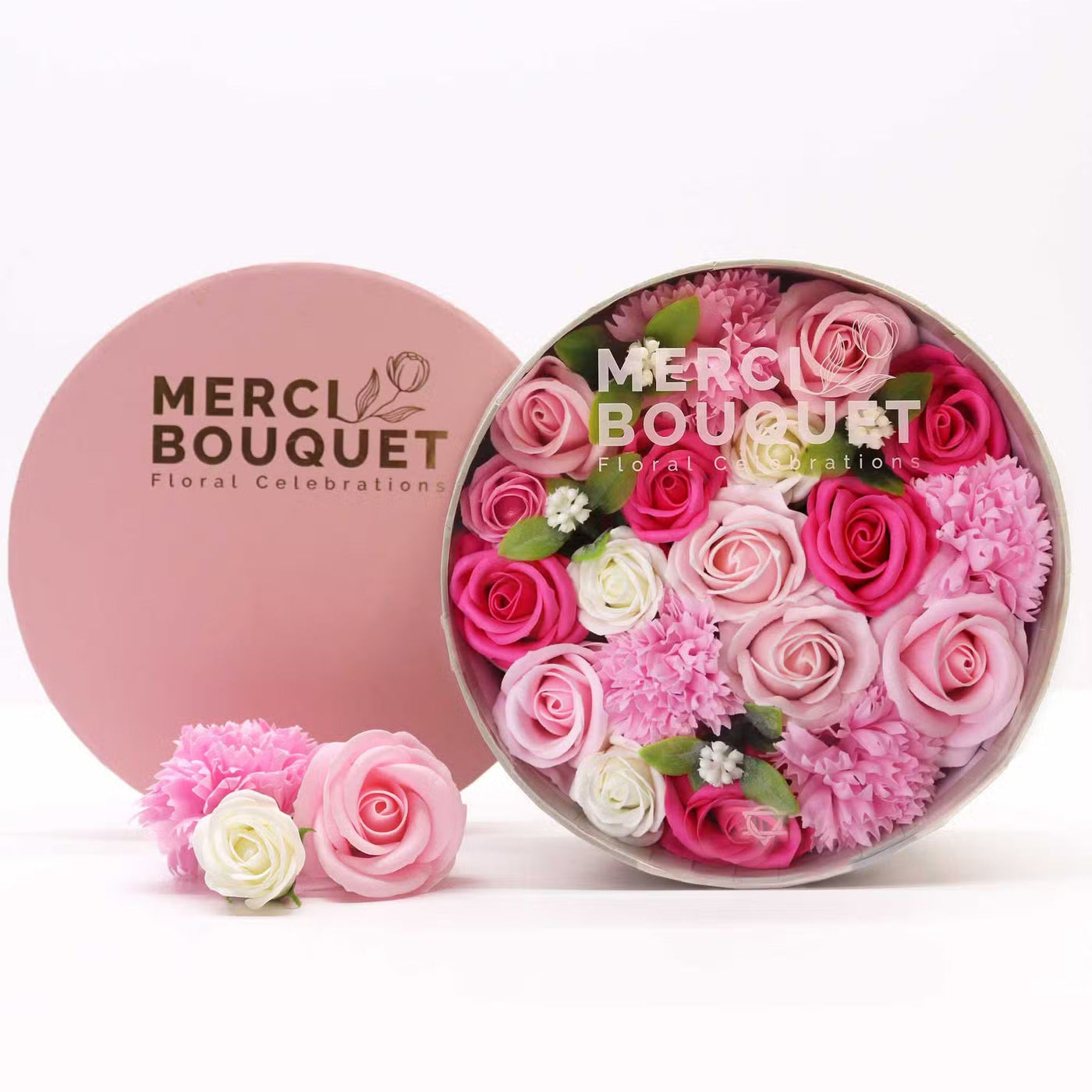 Round Box - Baby Blessings - Pinks Soap Flower Gift Boxes