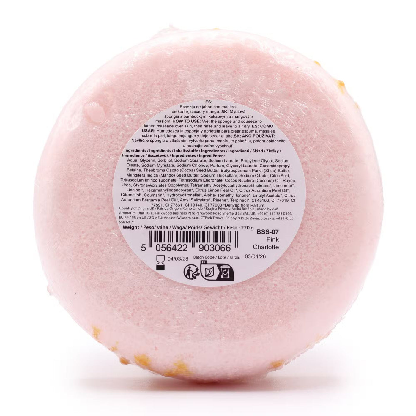 Butter Bubble Soap Sponge- Pink Charlotte Soap sponge