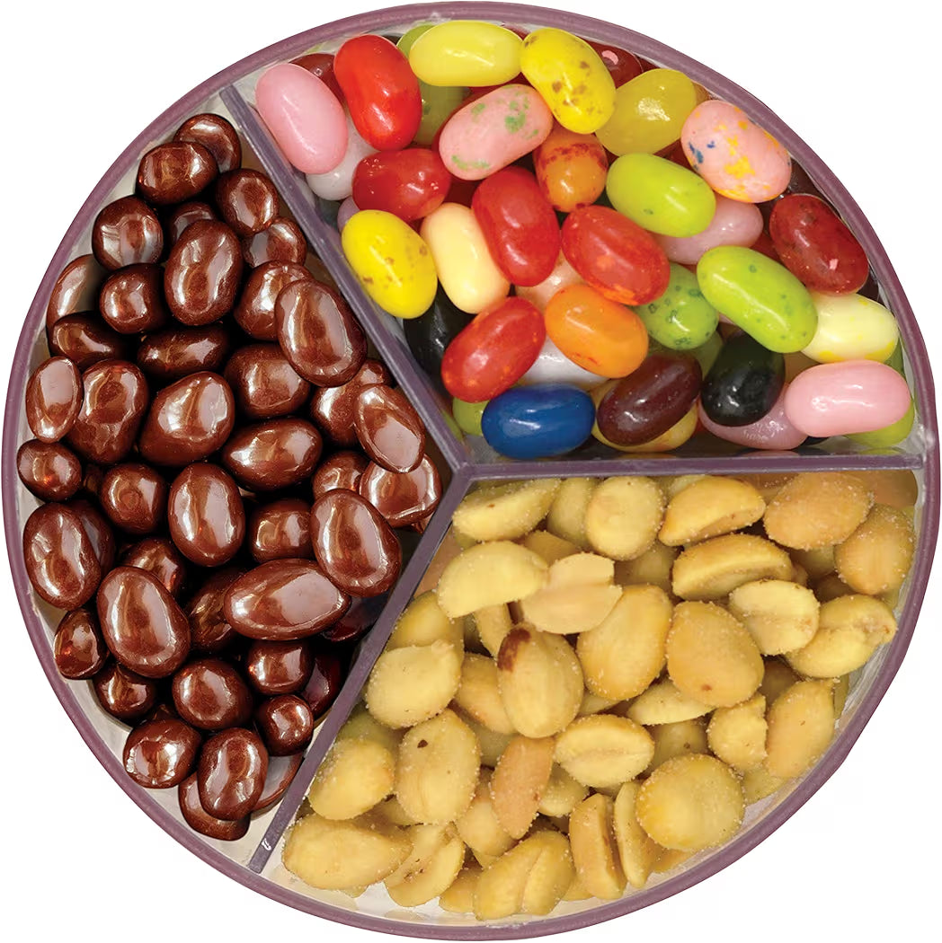 Original Triple Candy & Nut Dispenser – 360° Rotating Snack Machine