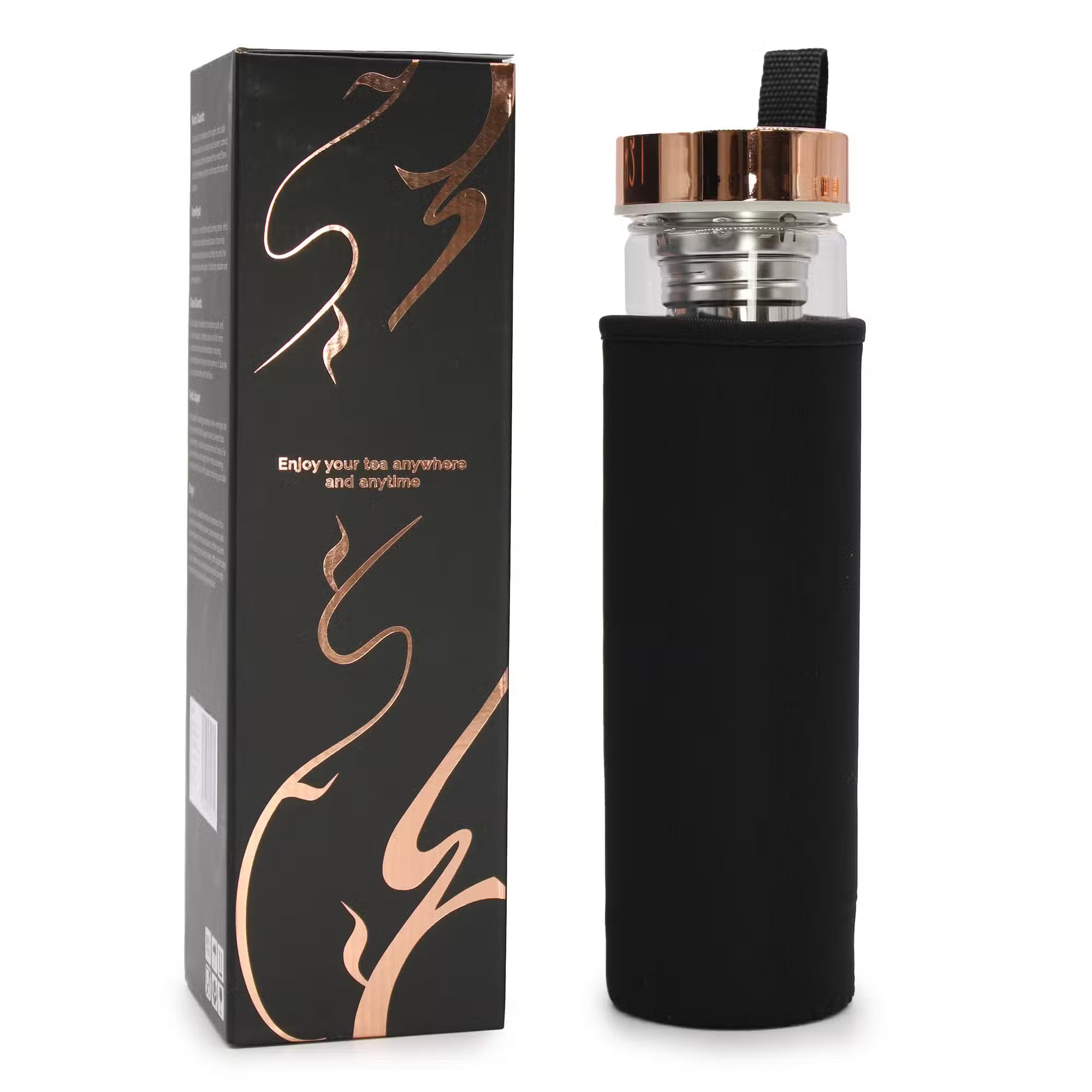 Crystal Glass Tea Infuser Bottle - Rose Gold - various Infuser bottle