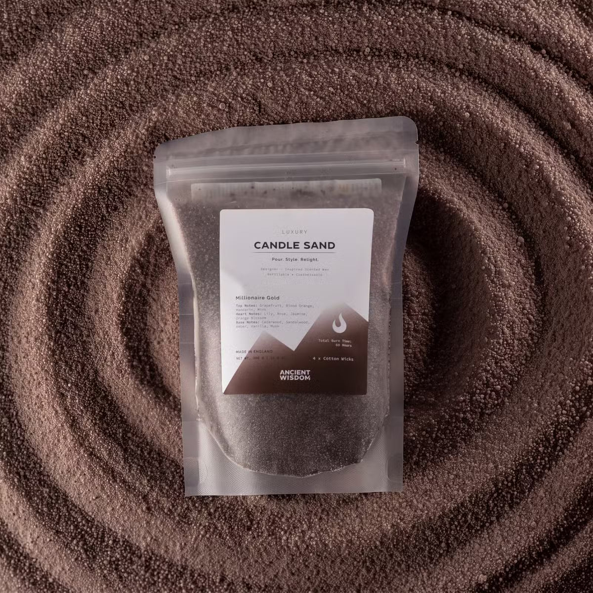 Fragranced Candle Sand - Chocolate Brown - Millionaire Gold - 300g