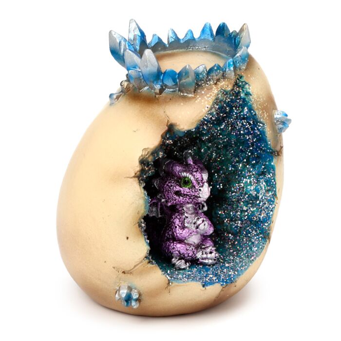 Tea Light Candle Holder- Elements Baby Dragon Crystal Egg Cave