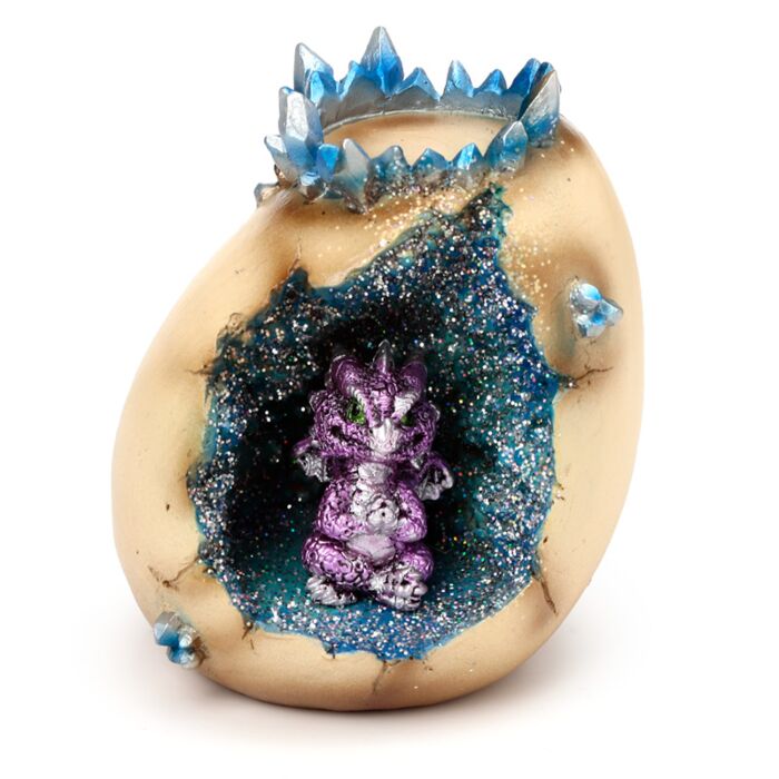 Tea Light Candle Holder- Elements Baby Dragon Crystal Egg Cave