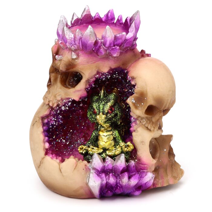 Tea Light Candle Holder - Elements Baby Dragon Crystal Skull Cave Tea light holder