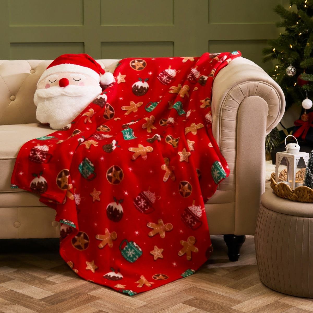 Festive Christmas Treats Fleece Throw - Red