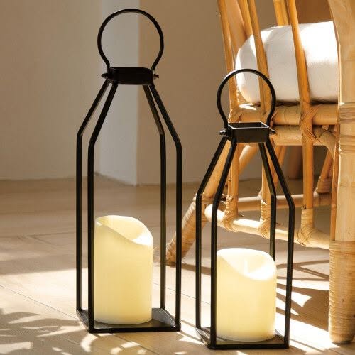 Modern Farmhouse Lantern Set with LED Candles