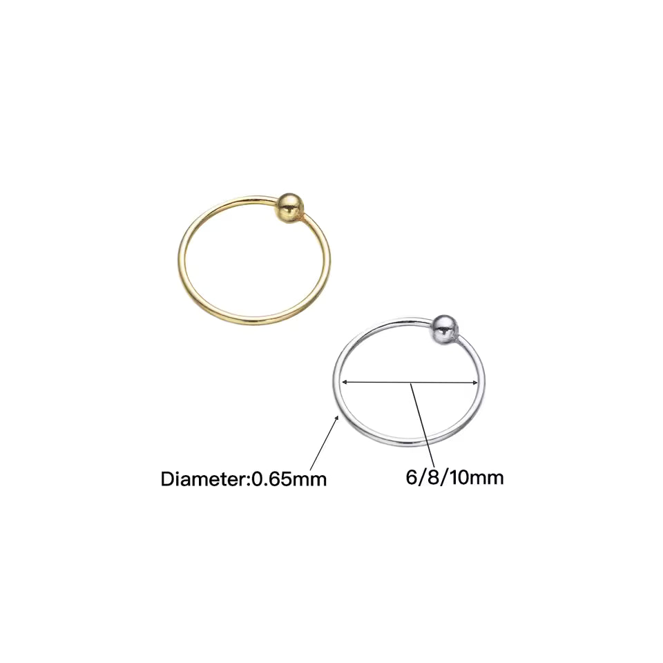 925 Sterling Silver Nose Rings 3 Pc Set