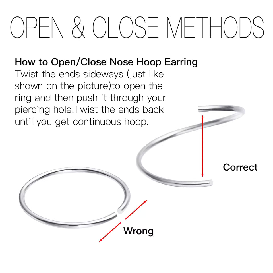 925 Sterling Silver Nose Rings 3 Pc Set