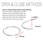 925 Sterling Silver Nose Rings 3 Pc Set