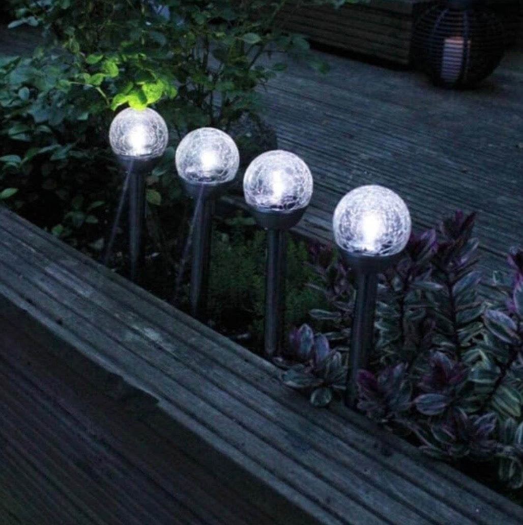 Solarize® 3 Pack Solar Cracked Glass Ball Lights Garden lights