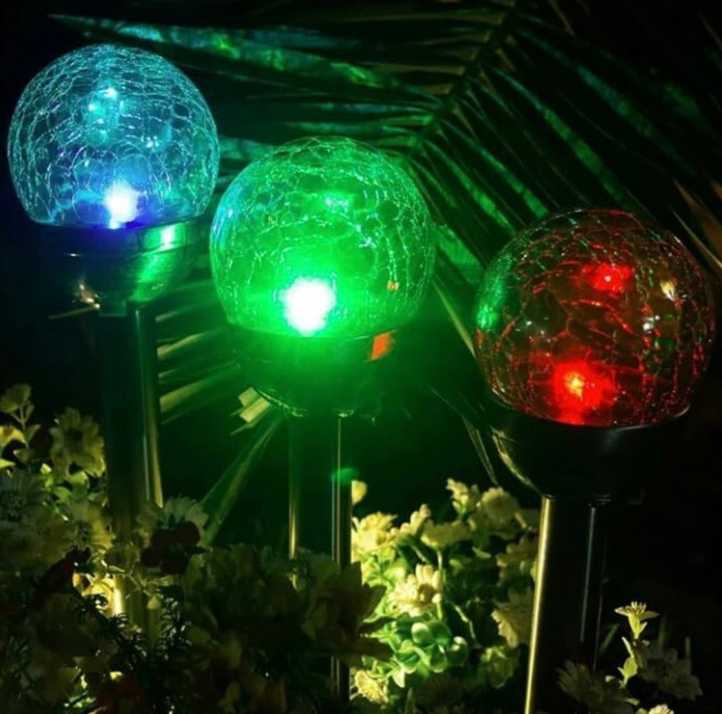 Solarize® 3 Pack Solar Cracked Glass Ball Lights Garden lights
