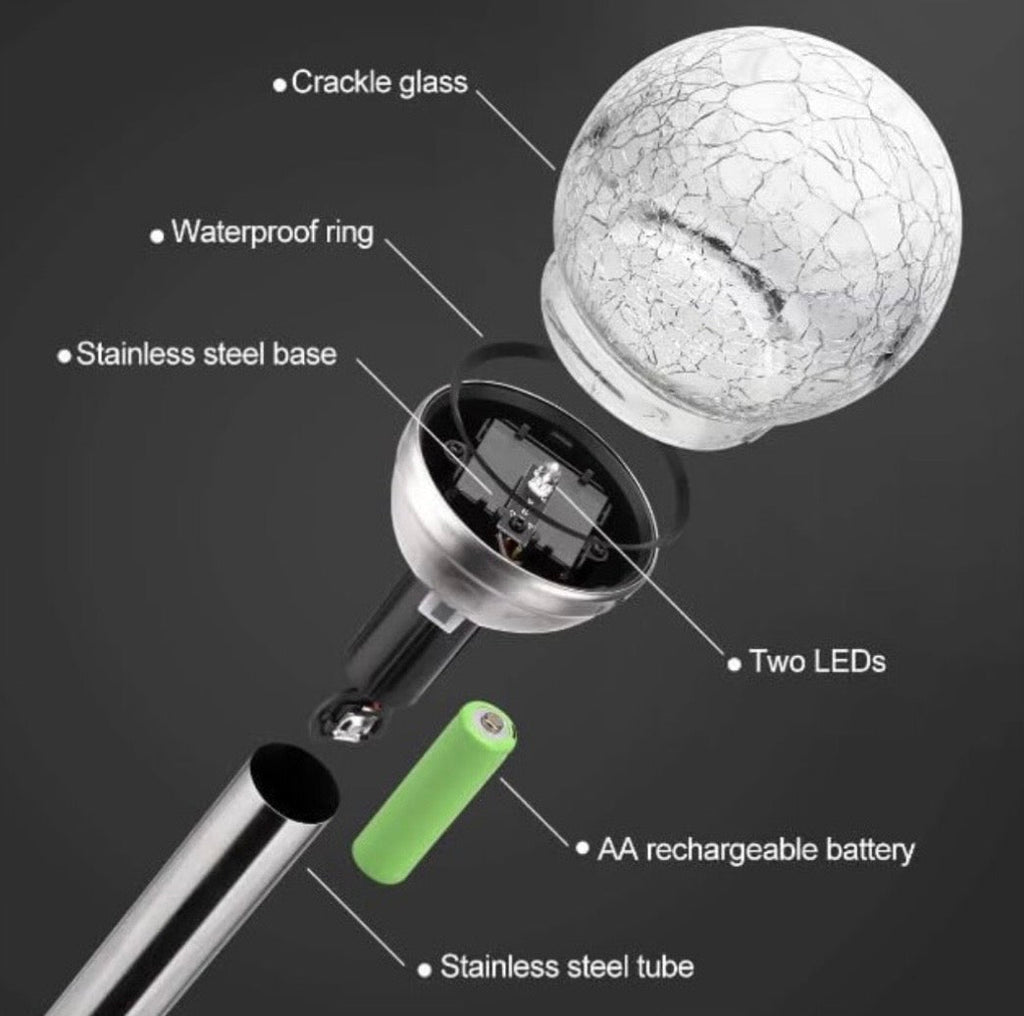 Solarize® 3 Pack Solar Cracked Glass Ball Lights Garden lights