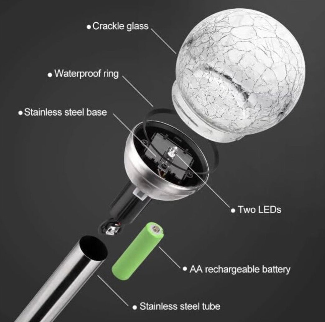 Solarize® 3 Pack Solar Cracked Glass Ball Lights Garden lights