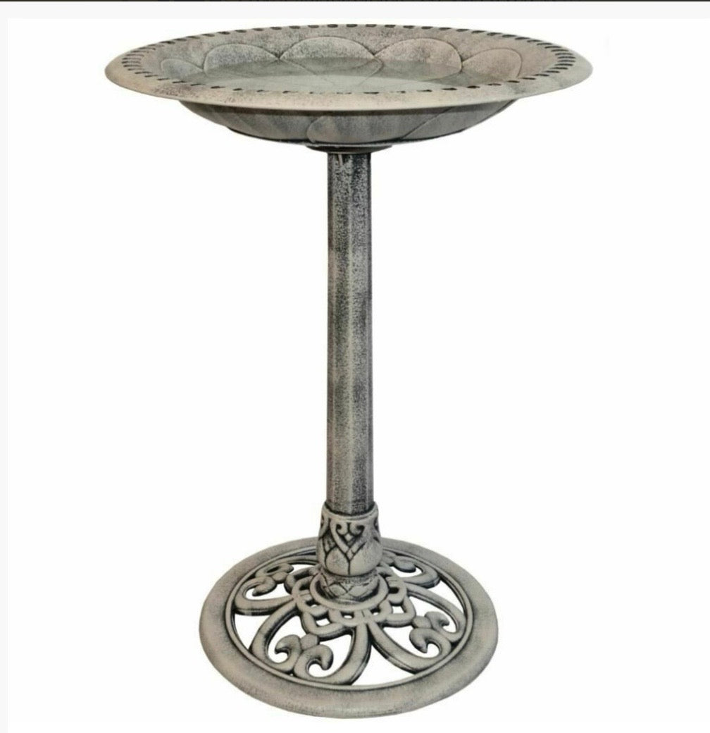 Stone-Effect Plastic Pedestal Bird Bath & Feeder
